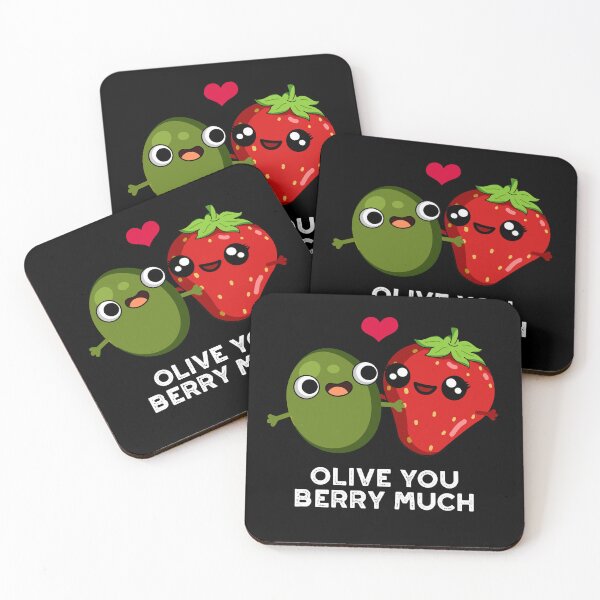 Item preview, Olive You Berry Much Funny Fruit Puns (Dark BG) designed and sold by punnybone.