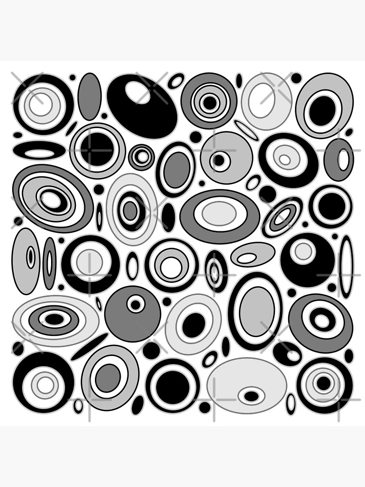 Gray Mid Century Modern Geometric Print 2 - Circles Ovals Black, White and  Gray | Art Board Print