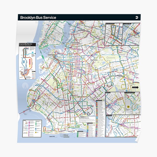 "Brooklyn Bus Map" Poster for Sale by UnderOneSky Redbubble