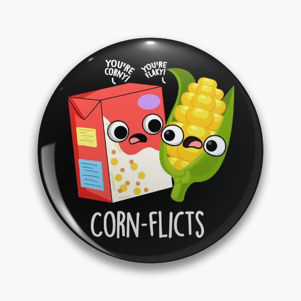 Item preview, Corn-flict Funny Cornflake Corn Pun (Dark BG) designed and sold by punnybone.