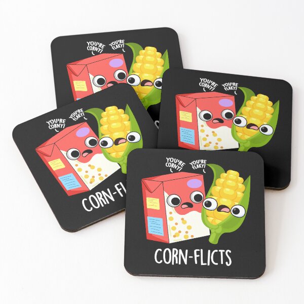 Item preview, Corn-flict Funny Cornflake Corn Pun (Dark BG) designed and sold by punnybone.