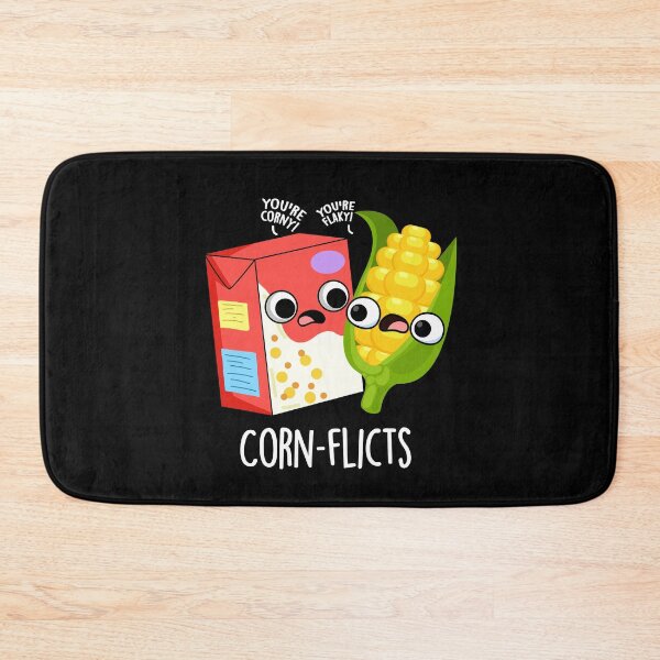 Item preview, Corn-flict Funny Cornflake Corn Pun (Dark BG) designed and sold by punnybone.