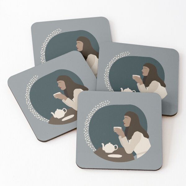 Item preview, Boho girl drinking tea illustration designed and sold by ToATeaGifts.