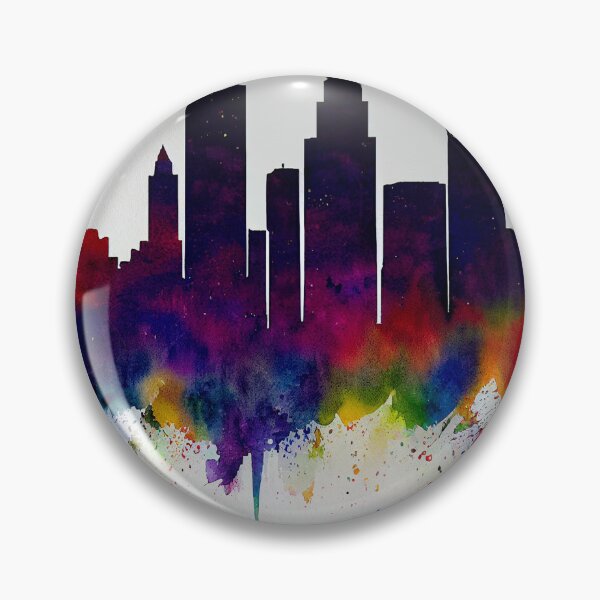 Item preview, Horizontal view of the Denver sunrise skyline, Colorado Ink, Watercolor, digitally enhanced 2 designed and sold by Rocky Mountain Artistry.