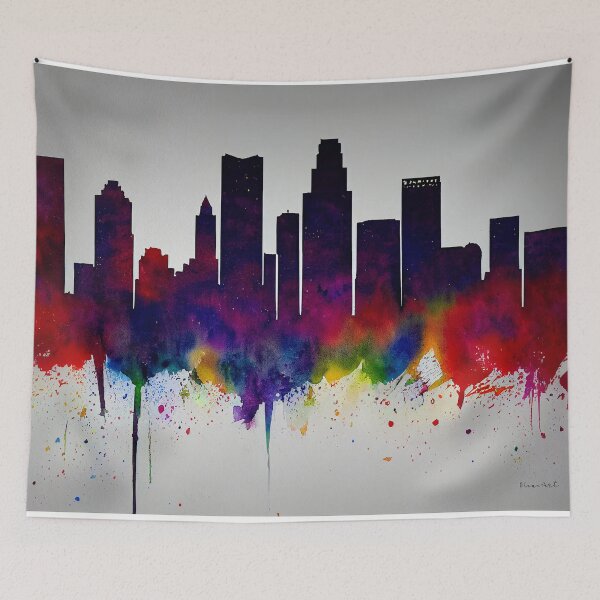 Item preview, Horizontal view of the Denver sunrise skyline, Colorado Ink, Watercolor, digitally enhanced 2 designed and sold by Rocky Mountain Artistry.
