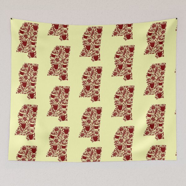 Item preview, Autumn Season Mississippi Maroon silhouette With Yellow Background  designed and sold by missmann.
