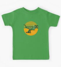 T-Rex on skateboard with a lightsaber Kids Tee
