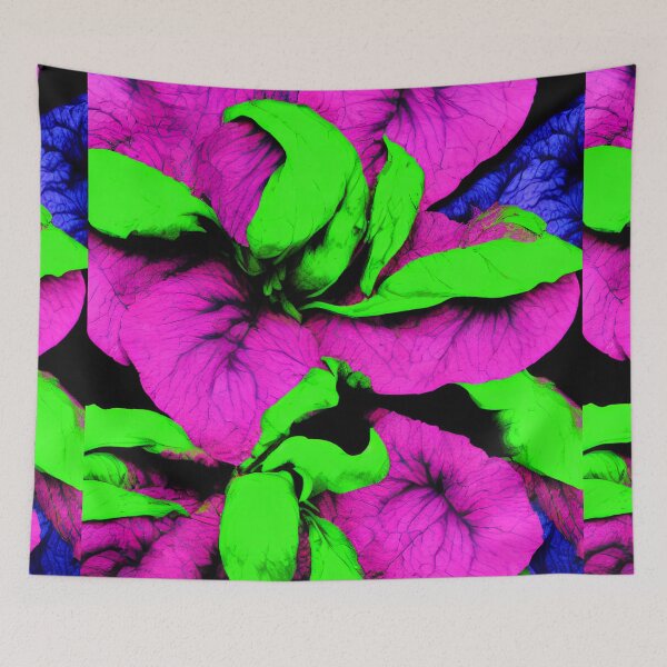 Item preview, Psychedelic Petunias in Chartreuse Green, Fuschia, and Purple designed and sold by ittybittyowl.