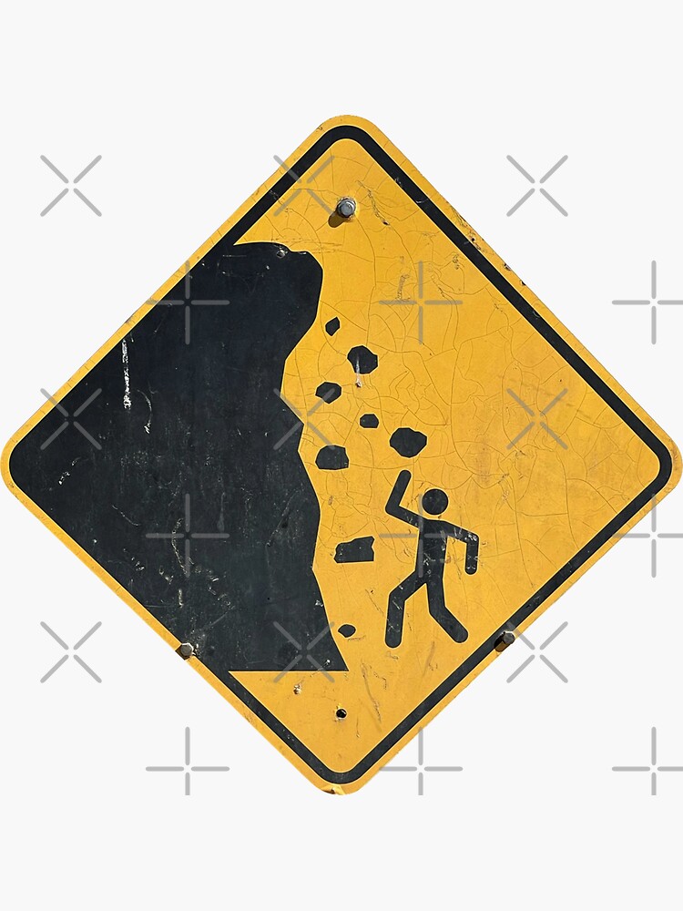 Thumbnail 3 of 3, Sticker, road sign (danger falling rocks) designed and sold by mystudiocreate.