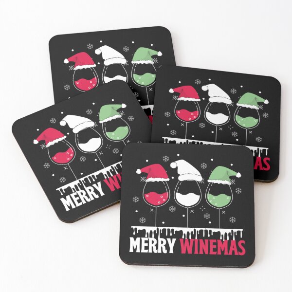 Item preview, Merry Winemas - Wine Glasses Wearing Santa Hat  designed and sold by chetan786.