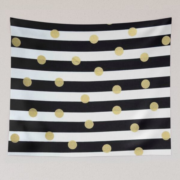 Item preview, Black and White Stripes with Golden Dots designed and sold by HIGraphicDesign.