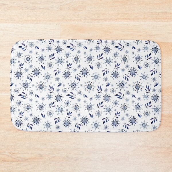 Item preview, Blue White Snowflakes Leaves Pattern, Christmas festive holiday pattern designed and sold by Chi  Gardens.