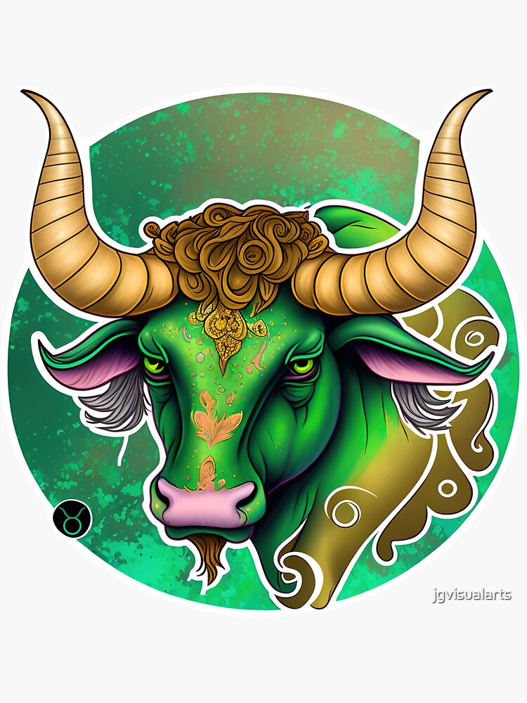 Green Bull Taurus Astrology Sticker