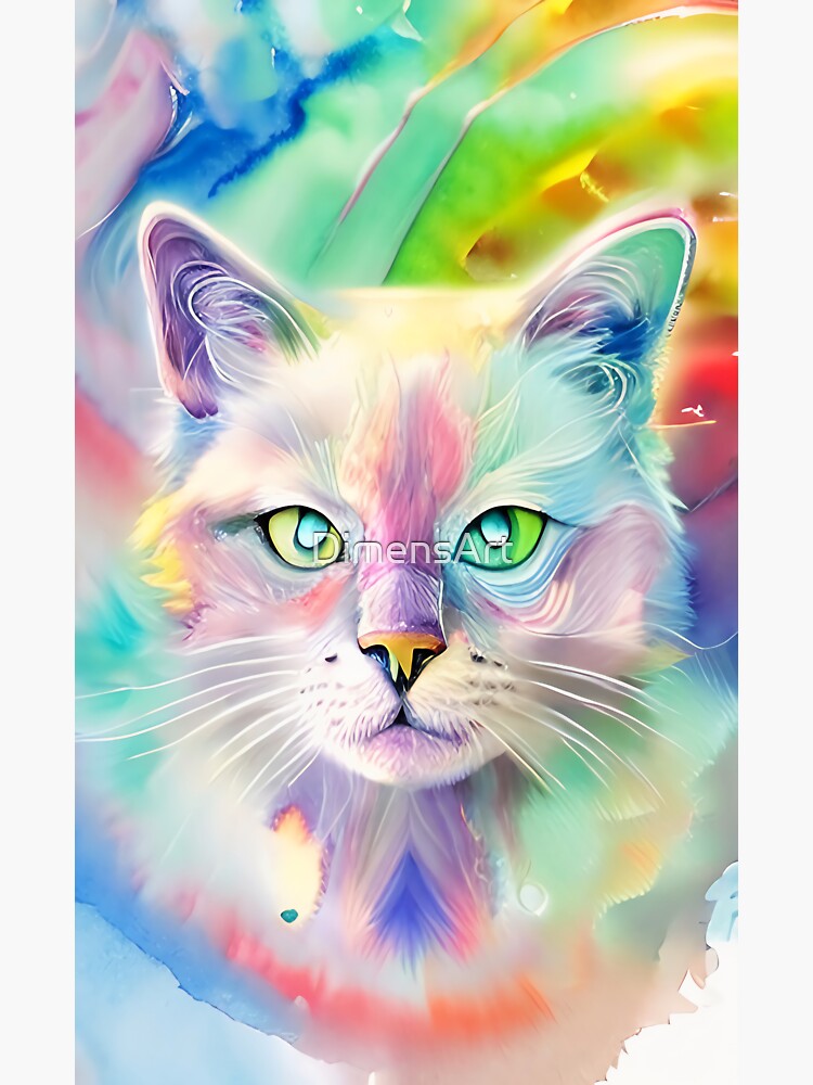 Rainbow Watercolor Kitten Original Version' Unisex Long Sleeve