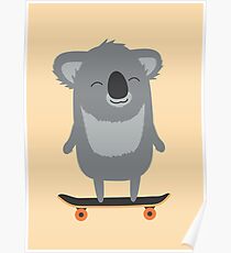Niedlicher Cartoon-Koala Skateboarding Poster