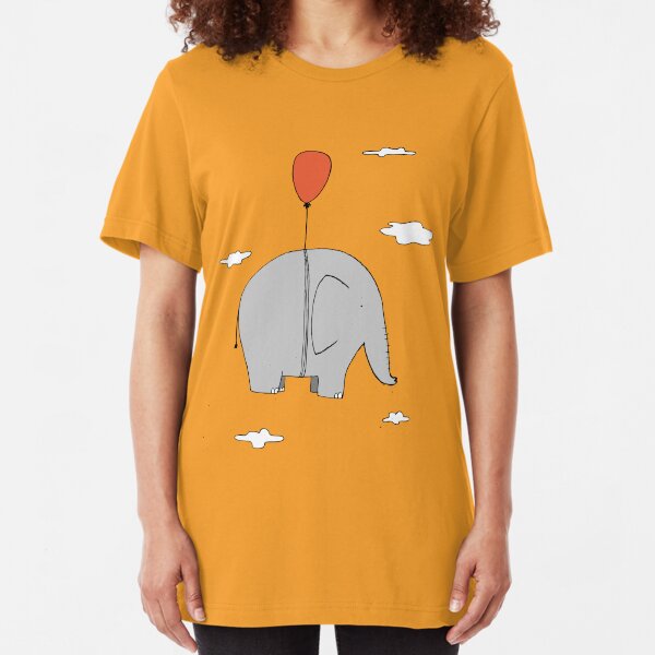 Elephant with a red balloon Slim Fit T-Shirt