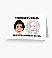 Whatever Happened to Baby Jane, Bette Davis, Joan Crawford, Sisters Inspired Illustration. Greeting Card