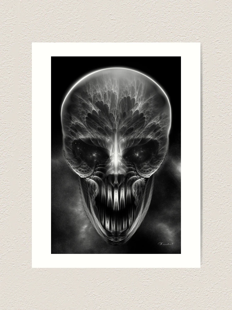 スケルトン ホラーアート Creepy cyborg neon skull cyber punk art