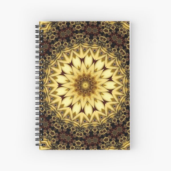 Golden Vortex Star Ring Kaleidoscope Artwork Spiral Notebook