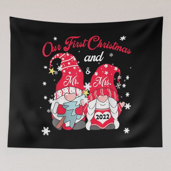 Item preview, Our First Christmas As Mr and Mrs 2023 Couple Gnomes Xmas designed and sold by IsraelCastro.