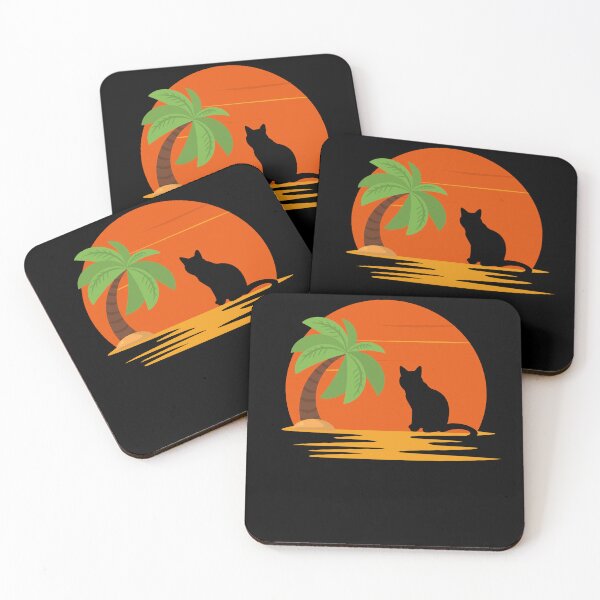 Item preview, cat looking at sunset beach designed and sold by Emotionsy.