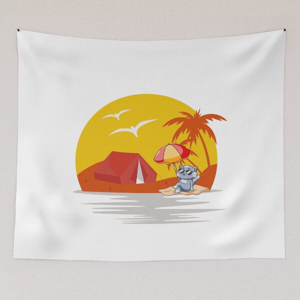 Item preview, cat looking at sunset beach designed and sold by Emotionsy.