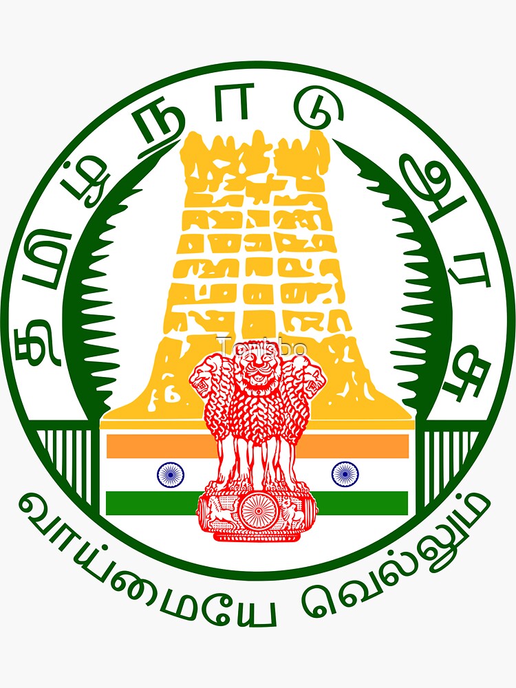 Emblem of Tamil Nadu, India Sticker for Sale by Tonbbo