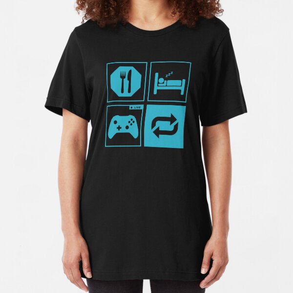 Eat, Sleep, Game, Repeat. Slim Fit T-Shirt