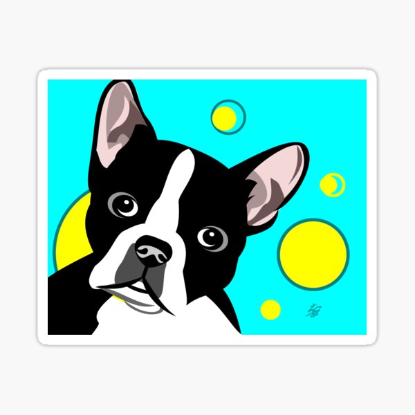Fun Boston Terrier Art Sticker
