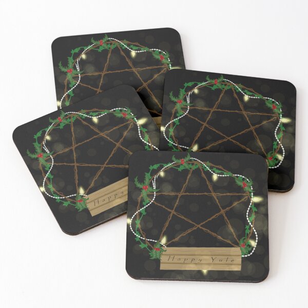Item preview, Happy Yule Pentagram Wreath designed and sold by Brush of the Grove.