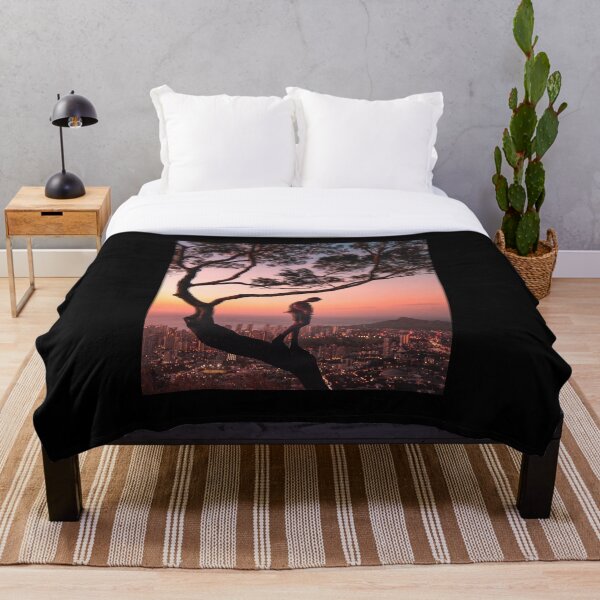 Item preview, Man standing on a tree branch above Honolulu, Hawaii - Tropical Landscape Photos designed and sold by Ellodee.