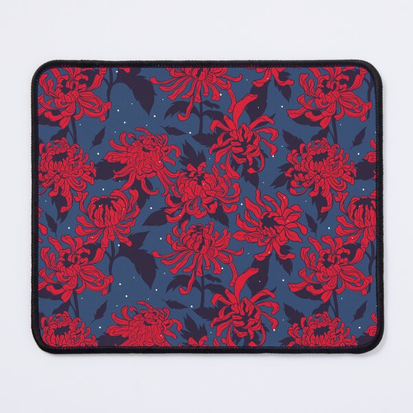 Item preview, pattern with red chrysanthemums designed and sold by burbura.