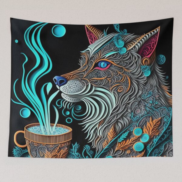 Item preview, A Wolf Drinking Tea designed and sold by AffirmDSG.