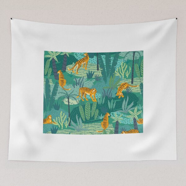 Item preview, Tigers and Peacocks Seamless exotic pattern with tigers in the jungle designed and sold by VirginiaCarro.