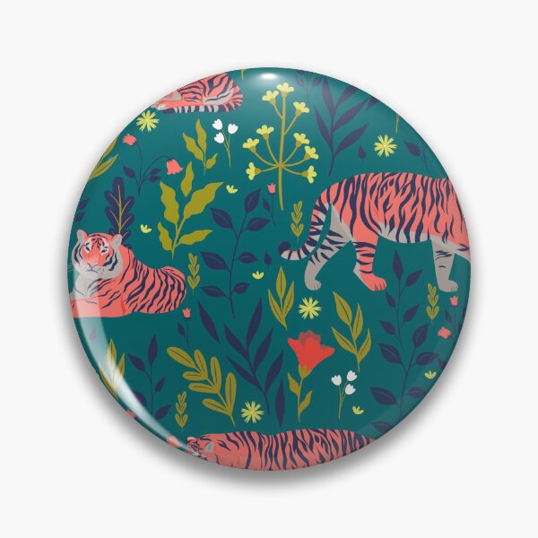 Item preview, Tigers and Peacocks Pattern with tropical plants designed and sold by VirginiaCarro.