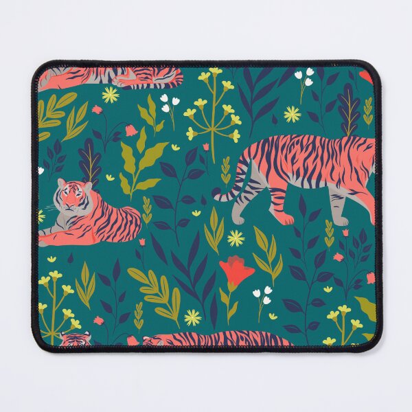 Item preview, Tigers and Peacocks Pattern with tropical plants designed and sold by VirginiaCarro.