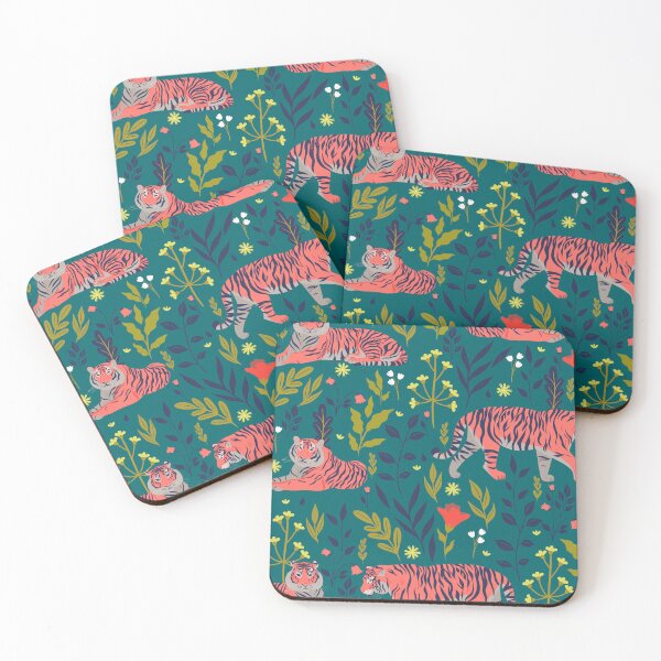 Item preview, Tigers and Peacocks Pattern with tropical plants designed and sold by VirginiaCarro.