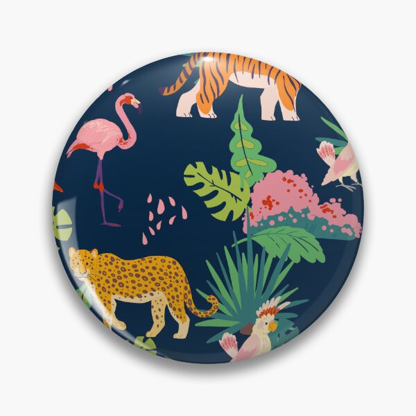 Item preview, Tigers and Flamingo tropical pattern jungle plants and elements animals birds designed and sold by VirginiaCarro.