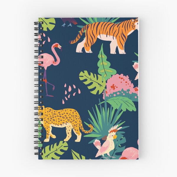 Item preview, Tigers and Flamingo tropical pattern jungle plants and elements animals birds designed and sold by VirginiaCarro.