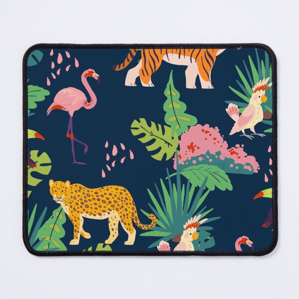 Item preview, Tigers and Flamingo tropical pattern jungle plants and elements animals birds designed and sold by VirginiaCarro.