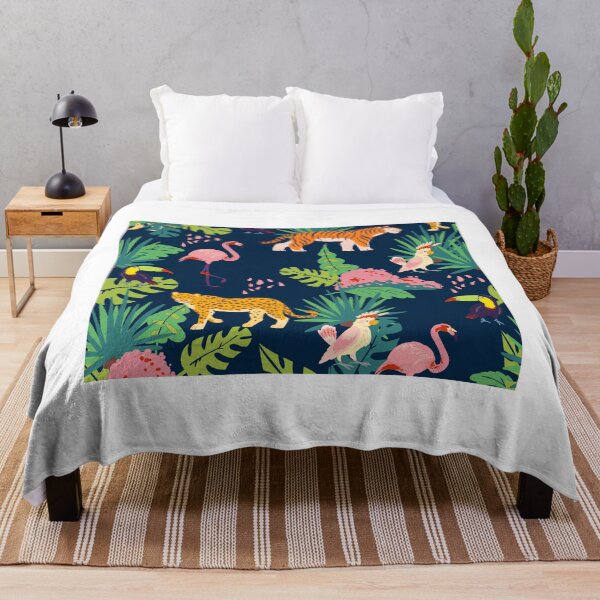 Item preview, Tigers and Flamingo tropical pattern jungle plants and elements animals birds designed and sold by VirginiaCarro.