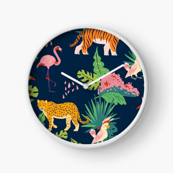 Vista previa del artículo con la obra «Tigres y flamencos patrón tropical selva plantas y elementos animales pájaros», diseñado y vendido por VirginiaCarro.