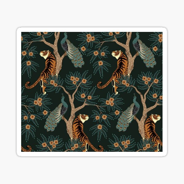 Vista previa del artículo con la obra «Estampado de tigre y pavo real Hecho a mano Estampado de diseñador», diseñado y vendido por VirginiaCarro.