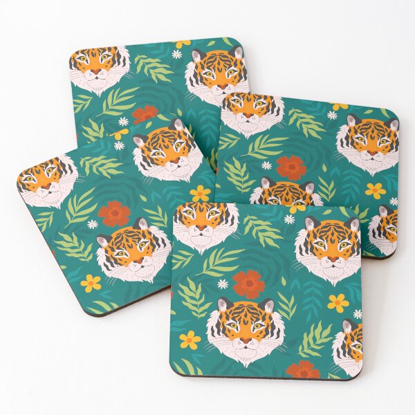 Item preview, Tropical seamless pattern with tigers and leaves  designed and sold by VirginiaCarro.