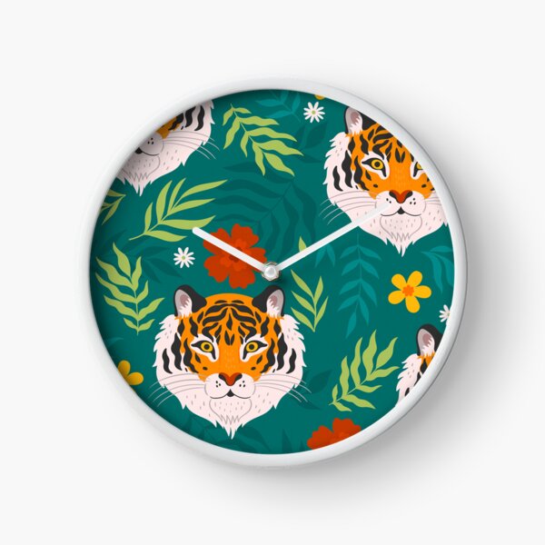 Vista previa del artículo con la obra «Patrón transparente tropical con tigres y hojas», diseñado y vendido por VirginiaCarro.