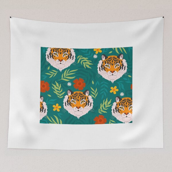 Item preview, Tropical seamless pattern with tigers and leaves  designed and sold by VirginiaCarro.