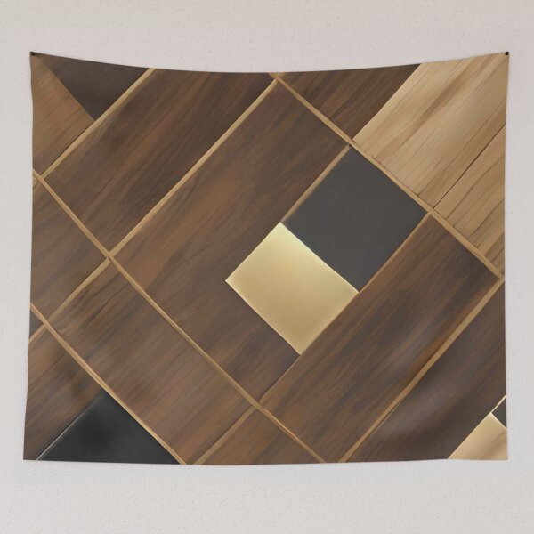 Item preview, Aesthetic geometric wood and gold designed and sold by Gus Wolvius.