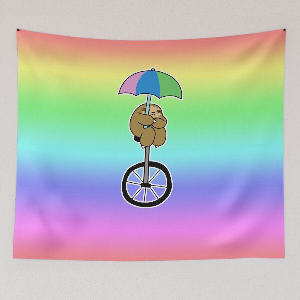 Item preview, Umbrella Unicycle Sloth Rainbow Ombre designed and sold by SaradaBoru.