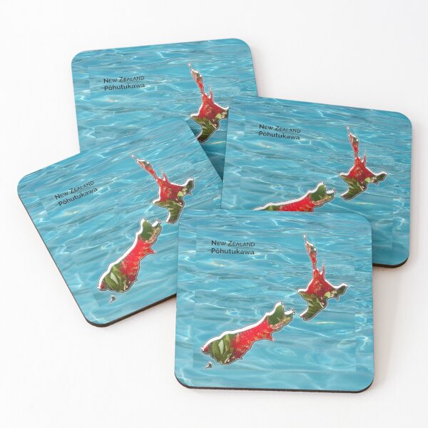 Item preview, New Zealand Pohutukawa on a NZ map designed and sold by PhotoDesignNZ.