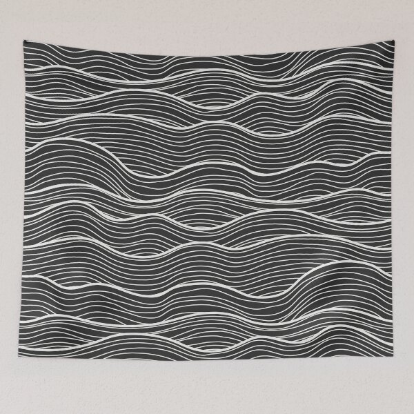 Item preview, Black And White Abstract Doodle Sea Waves Pattern designed and sold by MakeitMelo.